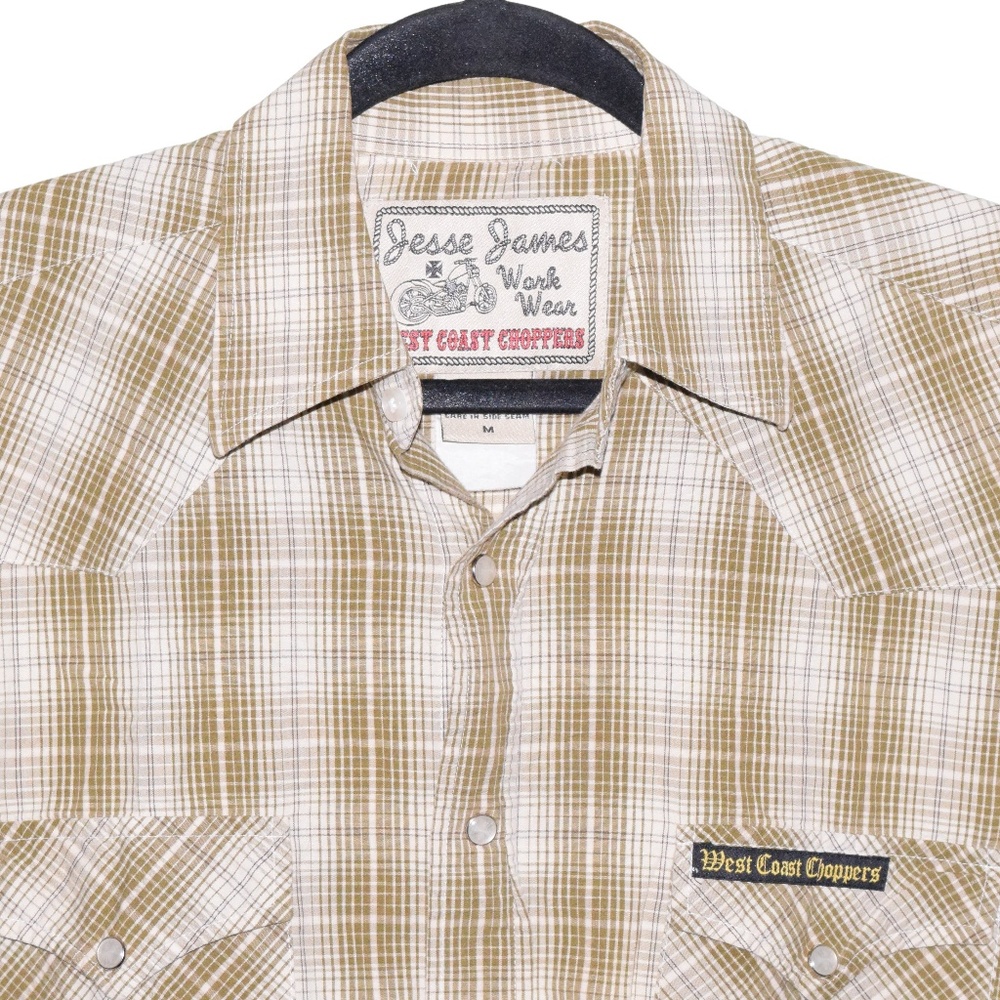 Jesse James (Medium) Tan Beige Checks Button Front